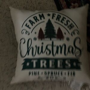 Farm Fresh Christmas Trees Pillow - Green and White